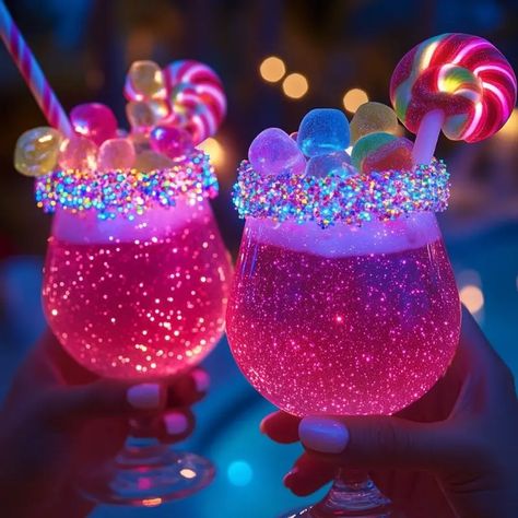 Candy Bubble Bliss: A Whimsical Drink Bursting with Sweet Flavors Pink Rock Candy, Candy Syrup, Candle Bubble, Dessert Aesthetic, Lemon Soda, Raspberry Vodka, Sweet Magic, Colorful Drinks, Yummy Alcoholic Drinks