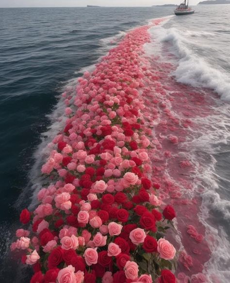 Pretty Garden Aesthetic, Flowers In Water Aesthetic, Roses Flower Aesthetic, Flowers On Water Wallpaper, Flowers In Water Aesthetic Wallpaper, Flowers And Sea Aesthetic, Florals Aesthetic, Pink Flowers In Water Aesthetic, Pretty Flowers Pictures