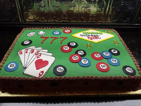 Gambling Birthday Cake, 1/2 sheet Casino Sheet Cake, Casino Cake, Casino Royale Theme, Casino Birthday, 80 Birthday Cake, Fondant Cake Designs, Birthday Sheet Cakes, 95 Birthday, Vegas Night