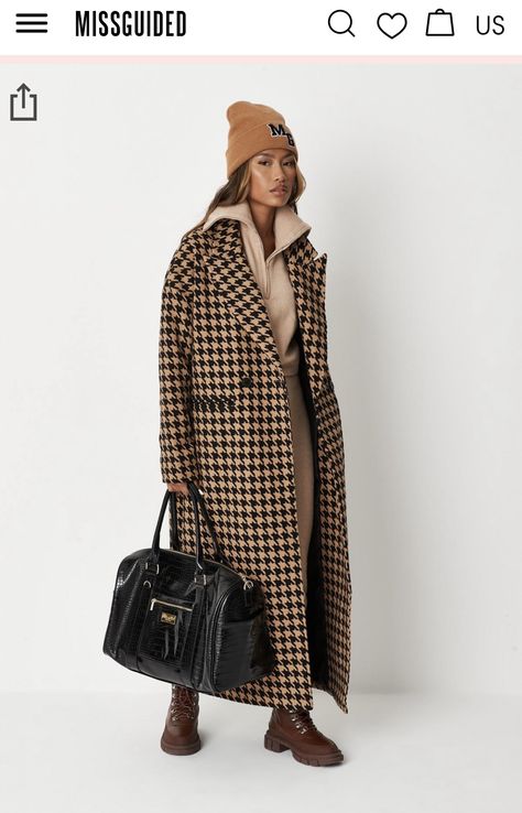 Houndstooth Coat Outfit, Tweed Coat Outfit, Petite Clothes, Belted Wrap Coat, Winter Coat Outfits, Shearling Jacket Women, Formal Coat, Long Faux Fur Coat, Coat Street Style