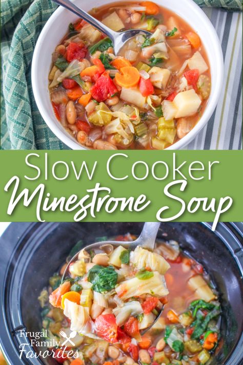 Gluten Free Slow Cooker Minestrone Slow Cooker Minestrone Soup, Slow Cooker Minestrone, Frugal Family, Minestrone Soup, Minestrone, Top Recipes, Family Favorites, Slow Cooker Recipes, Gluten Free Recipes