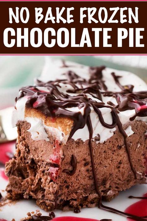 Time to cool down with a big slice of this sweet buttermilk chocolate icebox pie!  Simple ingredients and about 5 minutes is all you need to whip this no-bake pie together! | #nobake #dessert #iceboxpie #chocolate #summer #dessertrecipe #easyrecipe #pies #frozen Chocolate Pie No Bake, Chocolate Icebox Pie, Frozen Chocolate Pie, Pie No Bake, Nobake Dessert, The Chunky Chef, Chunky Chef, Recipes Potato, Icebox Pie