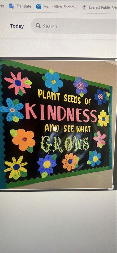 Grow And Glow School Theme, Plant Seeds Of Kindness Bulletin Board, Come Grow With Us Theme, Read Grow Inspire, Plant Seeds Of Kindness, School Decorating Ideas, Themes For School, Seeds Of Kindness, Kindness Bulletin Board