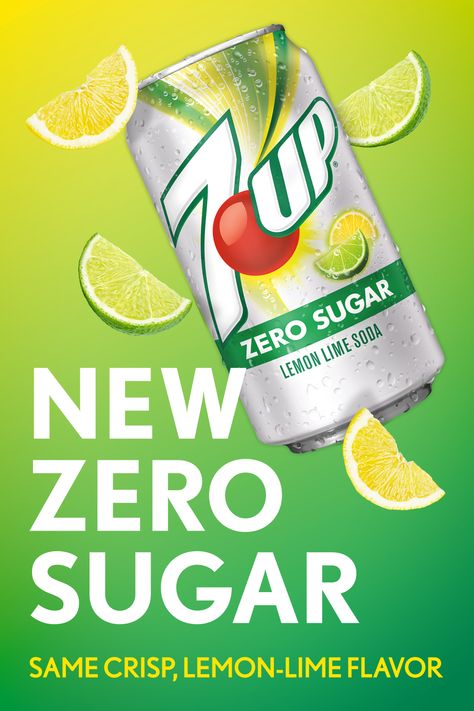 Here's a refreshing lemon lime twist - meet 7UP zero sugar. Same amazing taste as diet, with none of the sugar. Lemon Packaging, Digital Surrealism, Necar Zadegan, Sprite Zero, Minion Pattern, Tattoos Forearm, Half Sleeve Tattoos Forearm, Half Sleeve Tattoos, Soda Brands