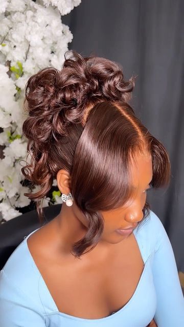 Middle Part Updo, Wig Updo, Hair Frontal, Hair Therapy, Hair Crush, Middle Part, Straight Human Hair, Hair Game, Wig Styles