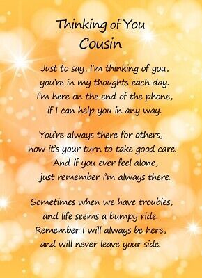 Thinking of You Card - For Daughter Daddy Cousin Brother Auntie Best Friend | eBay Thank You Quotes For Friends, Best Cousin Quotes, You're In My Thoughts, Birthday Verses, True Friends Quotes, Thinking Of You Today, Best Cousin, Cousin Quotes, Black Inspirational Quotes