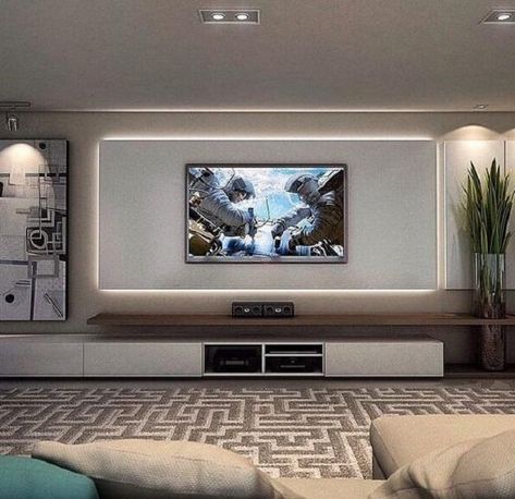 50 Inspirational TV Wall Ideas | Cuded Wall Living Room Ideas, Tv Wall Living Room, Tv Kastenwanden, Tv Wall Decor Ideas, Modern Tv Wall, Wall Living Room, Living Room Tv Unit Designs, Living Room Tv Unit, Entertainment Wall