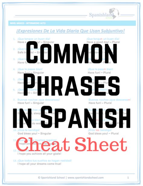 Common phrases in Spanish Spanish Cheat Sheet Phrases, Basic Phrases In Spanish, Spanish Terms Of Endearment, Spanish Dictionary, Common Spanish Phrases For Teachers, Common Spanish Phrases, Spanish Phrases, Common Phrases, Cheat Sheets