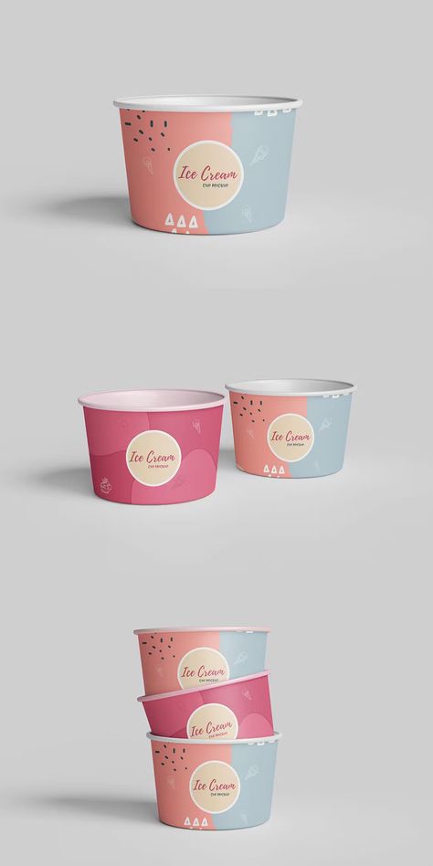 Ice Cream Cup Mockup Gelato Cup Design, Ice Cream Cup Packaging, Vanilla Packaging, Ice Cream Cup Design, Ice Cream Cups Packaging, Ice Cream Cups Design, Ice Cream Mockup, Cream Poster, Ice Cream Poster