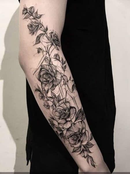 Rose Vine Tattoos, Men Flower Tattoo, Rose Tattoos For Men, Vine Tattoos, Floral Tattoo Sleeve, Floral Tattoo Design, Flower Tattoo Designs, Tattoo Sleeve Men, Forearm Tattoos