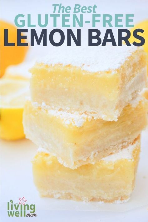 Gluten-Free Lemon Bars with Shortbread Crust Gf Shortbread, Gluten Free Lemon Squares, Lemon Recipes Easy, Bars With Shortbread Crust, Homemade Lemon Bars, Lemon Bar Recipe, Gluten Free Lemon Bars, Gluten Free Shortbread, Gluten Free Bars