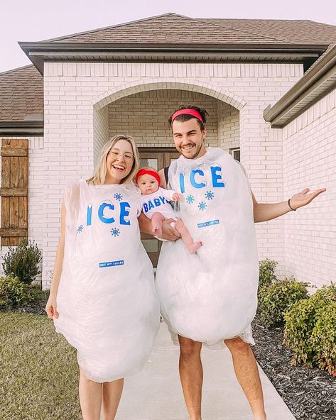 Jo Johnson Overby on Instagram: “Not bad for people that didn’t have costumes two hours ago 🧊🧊👶” You Halloween Costume Joe, Jo Johnson Overby, Circus Family Costume, Family Costumes For 4, Mike Wazowski Costume, Sully Costume, Matching Family Halloween Costumes, Disney Family Costumes, Best Halloween Costumes Ever