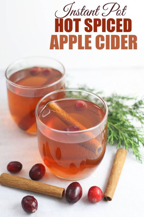 Instant Pot Hot Spiced Apple Cider is so easy to make and perfect for the holidays. It's warm and spicy and great for entertaining. It also makes your house smell amazing! #apples #applecider #spiced #instantpot #pressurecooker #hotapplecider Hot Spiced Apple Cider, Pressure Cooker Meals, Fun Beverages, Cinnamon Bread Easy, Spiced Apple Cider, Hot Cider, Best Instant Pot Recipe, Fermented Drink, Hot Apple Cider