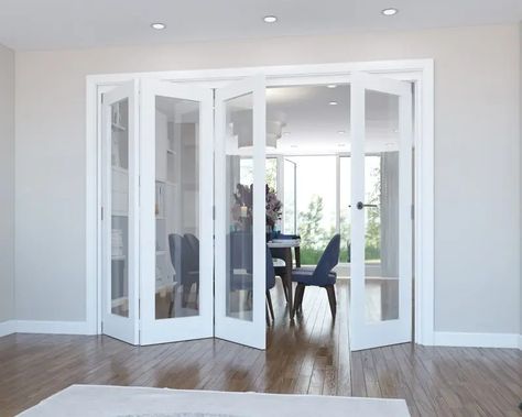 Internal Bifold Doors & Room Dividers | Aspire Doors Space Saving Door Ideas, Bifold Interior Doors, White Bifold Doors, Sliding Door Room Dividers, Glass Bifold Doors, Space Saving Doors, Internal Folding Doors, Stacking Doors, Door Dividers