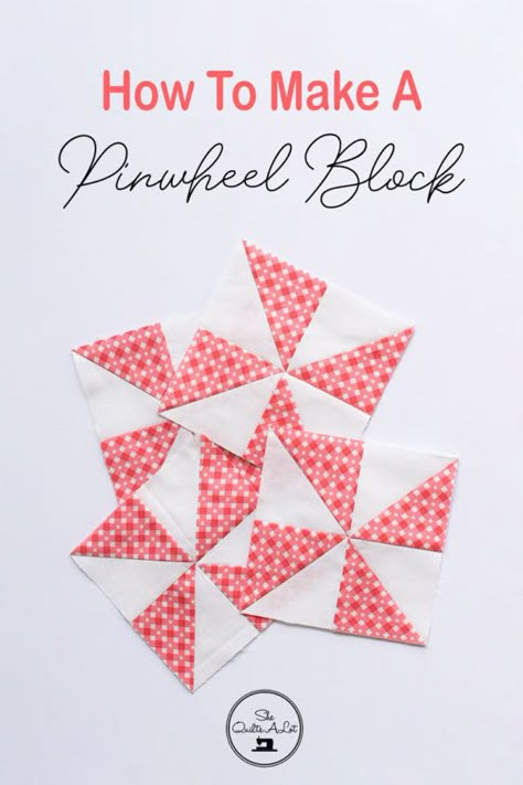 Make A Pinwheel, Pinwheel Tutorial, Pinwheel Quilt Pattern, Pinwheel Quilt Block, Quilting Math, Pinwheel Block, Half Square Triangle Quilts, Baby Quilt Patterns, Pinwheel Quilt