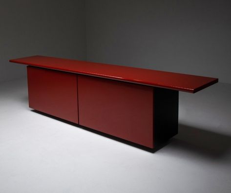 Red Credenza, Post Modernism, Lacquered Sideboard, Hanging Floor Lamp, Lacquer Furniture, Desk Cabinet, Kosta Boda, Red Lacquer, Coffee Table To Dining Table