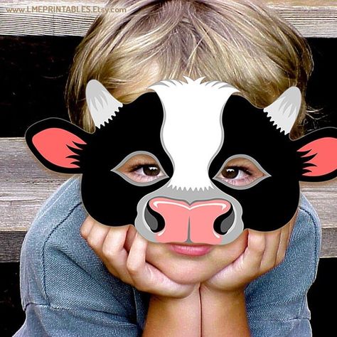 Farm Animal Masks, Zoo Animal Masks Printable, Free Animal Mask Printables, Animals Masks For Kids Printable, Cow Face Mask, Cow Mask, Printable Animal Masks, Animal Halloween Costumes, Book Character Day