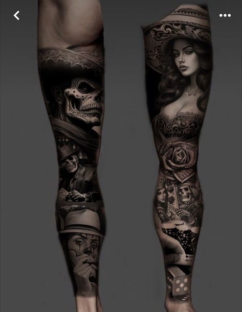 Aztec Leg Sleeve Tattoo, Aztec Leg Sleeve, Chicano Leg Sleeve, Portrait Tattoo Sleeve, Mayan Tattoos, Skull Rose Tattoos, Chicano Tattoos Sleeve, Mexican Tattoo, Catrina Tattoo