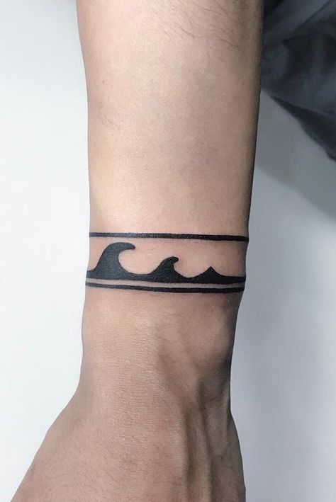 #wave #wavetattoo #armbands #bandittattoo | Nov 11th 2019 | 1234218 Wave Tattoos, Upper Thigh Tattoos, Wedding Band Tattoo, Wave Tattoo Design, Ankle Bracelet Tattoo, Ring Finger Tattoos, Unalome Tattoo, Circle Tattoo, Elements Tattoo