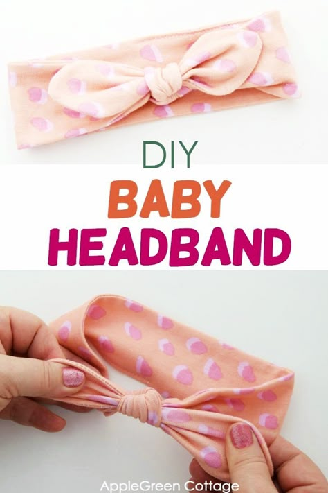 Fabric Headbands Diy, Baby Headband Sizes, Knotted Headband Diy, Diy Baby Bows Headbands, Diy Baby Headband, Make A Headband, Baby Headband Tutorial, Baby Bows Headbands