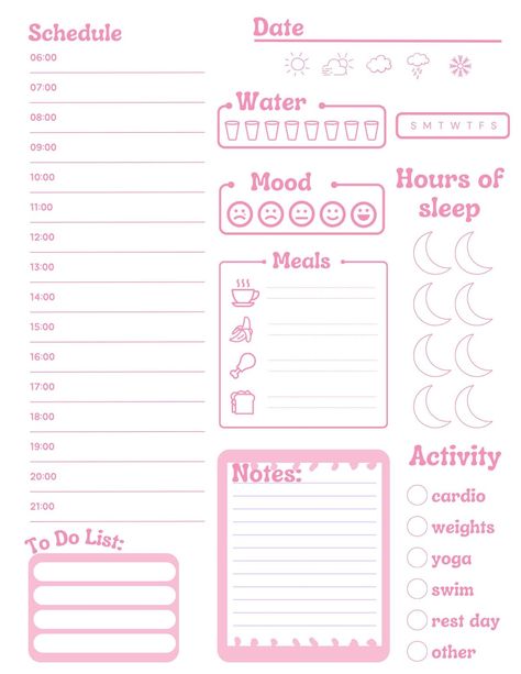 Getting A New Car, Pink Daily Planner, Daily Planner Diy, Cute Daily Planner, Daily Planner Printables Free, Aesthetic Planner, Daily Schedule Planner, Study Planner Printable, Study Apps