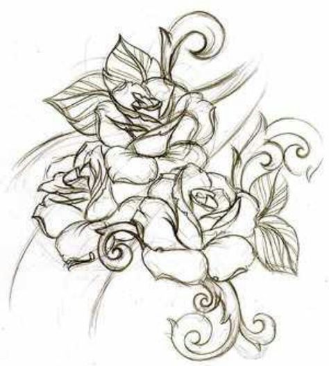 rose tattoos - yes maybe something like this... Tattoo Zeichnungen, Chicano Drawings, Rose Drawing, Roses Drawing, 1 Tattoo, Chicano Art, Doodle Art Designs, Book Art Drawings, Creative Tattoos