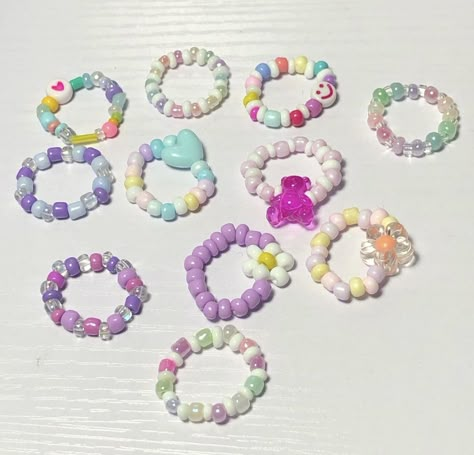 Cincin Manik Manik, Cincin Beads, Cincin Manik Aesthetic, Cincin Diy, Pony Bead Projects, Handmade Bead Jewellery, Manik Manik, Beads Ring, Ring Inspo