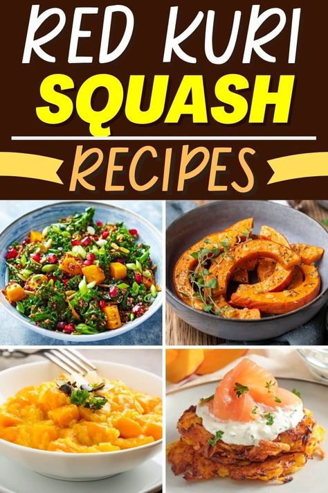 These red kuri squash recipes highlight the earthy flavor of the Japanese squash. From soup to salad to bisque, you'll love these tasty dishes. Red Curry Squash Recipe, Kuri Squash Recipe, Japanese Squash, Peanut Butter Soup, Red Kuri Squash, Grilled Squash, Roasted Fennel, Csa Recipes, Squash Salad