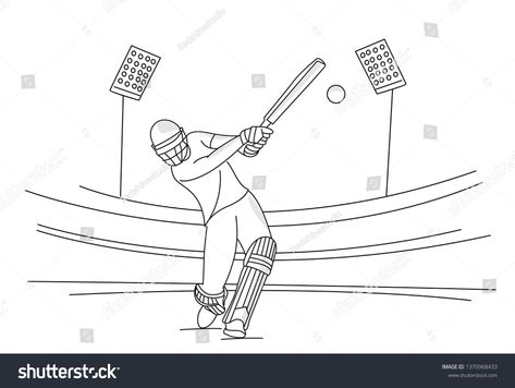 Concept of Batsman playing cricket - championship, Line art design Vector illustration. #Ad , #spon, #cricket#championship#playing#Concept Cricket Illustration, Playing Cricket, Line Art Design, Design Vector, Quilt Patterns, Line Art, Stock Vector, Vector Illustration, Royalty Free Stock Photos