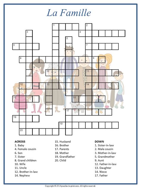 his printable crossword has the French words for various family members as answers.  The 24 clues are in English. French Family, French Worksheets, French Teaching Resources, French Activities, French For Beginners, Word Puzzle, French Language Lessons, Core French, French Education