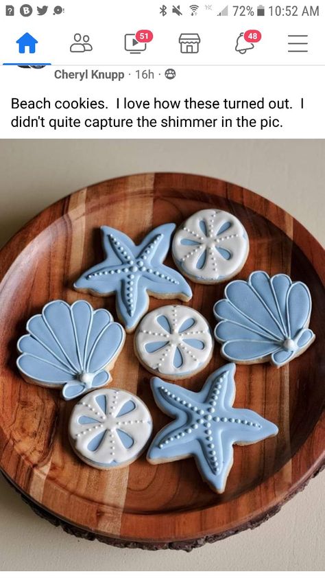 Coastal Cookies Decorated, Seashell Cookies, Cookies Decorated, Decorated Cookies, Cookie Decorating, Sea Shells, Baby Shower, Sun, Shower