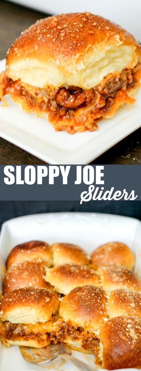 Sloppy Joe Sliders come together in 10 minutes and then are baked to perfection! They make the perfect party food or easy weeknight dinner! Party Food Sliders, Food Sliders, Appetizers Sliders, Ideas For Party Food, Sloppy Joe Sliders, Sloppy Joes Sliders, Slider Sandwiches, Sloppy Joes Recipe, Mini Sandwiches