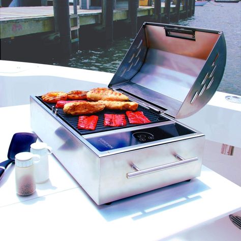 The Floridian Portable Electric Grill by Kenyon offers users an alternative to their gas and charcoal counter parts for people that live in cities where gas and charcoal grills are no longer allowed #smallbalconygrill Garlic Roaster, Grill Light, Burger Press, Portable Grill, Indoor Grill, Stainless Steel Bbq, Grill Grates, Electric Grill, Grilling Tools