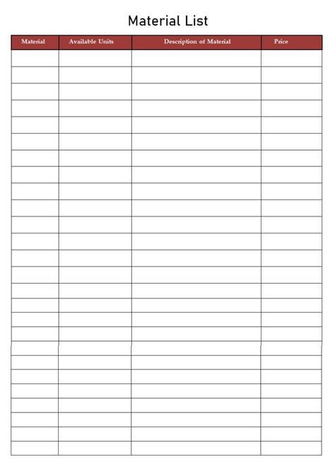 Learn how to create a Material list Industrial Technology, Free Word, Spreadsheet Template, Word Templates, List Template, Lists To Make, Word Template, Business Management, The Money