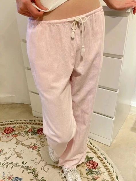 Retro Pink Striped Drawstring Sport Pants Women Autumn High Waist Linen Casual Wide Leg Pants Y2k Streetwear Loose Trousers Chic - AliExpress Nanda Linen Pants, Pink Brandy Linen Pants, Brandy Pink Linen Pants, Pink Striped Pants, Pink Linen Pants Outfit, Sport Pants Women, Pink Linen Pants, Simple Streetwear, Striped Linen Pants