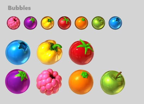 Mobile Game Art, Ui Game Design, Game Icon Design, Game Fruit, Casual Game Art, Fruit Icons, Game 2d, Food Game, Apples To Apples Game