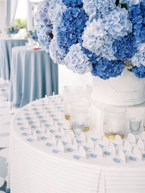 Private bespoke birthday party on the coast of Cape Cod adorned with blue hydrengeas as far as the eye can see! Photographer: Allan Zepeda Nantucket Party, 26th Birthday, Blue Birthday, Birthday Bash, Birthday Party, Birthday, Blue