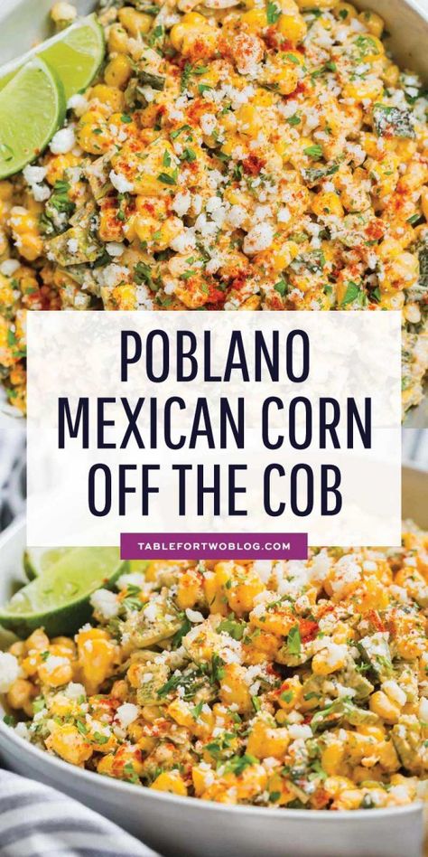 A different take on the original Mexican street corn off the cob. This poblano Mexican street corn off the cob is extra creamy, smoky, and flavorful! #mexicancorn #corn #cornrecipes #offthecob Street Corn Steak Tacos, Street Corn Off The Cob, Corn Nachos, Corn Mexican, Salad Mexican, Casserole Mexican, Corn Off The Cob, Mexican Street Corn Recipe, Street Corn Recipe