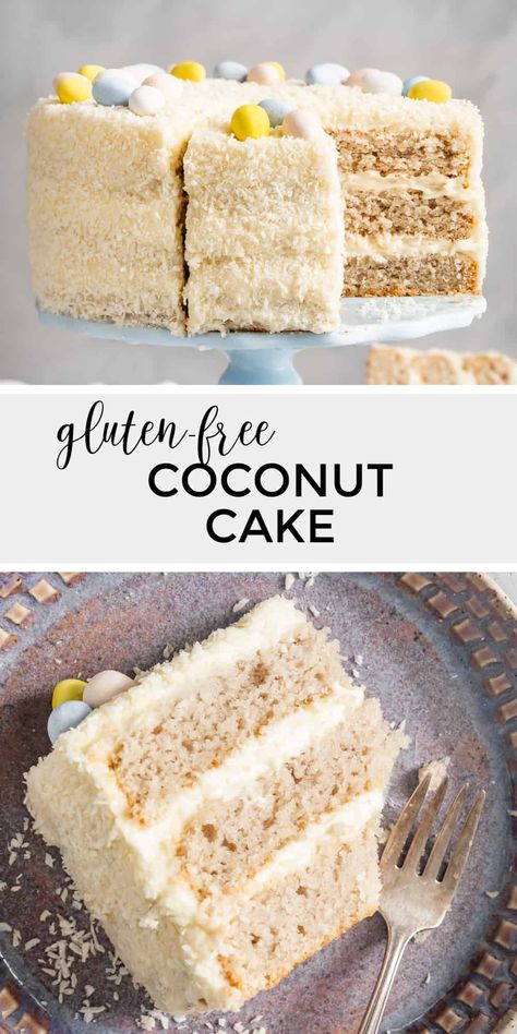 Tender and moist gluten-free coconut cake made with unsweetened coconut. This grain-free coconut flour cake is bursting with coconut flavor. Coconut Flour Cake, Gluten Free Cake Recipes Easy, Coconut Flour Cake Recipes, Gluten Free Coconut Cake, Coconut Flour Cakes, Tapioca Recipes, Gluten Free Drinks, Gluten Free Cake Recipe, Easy Gluten Free Desserts