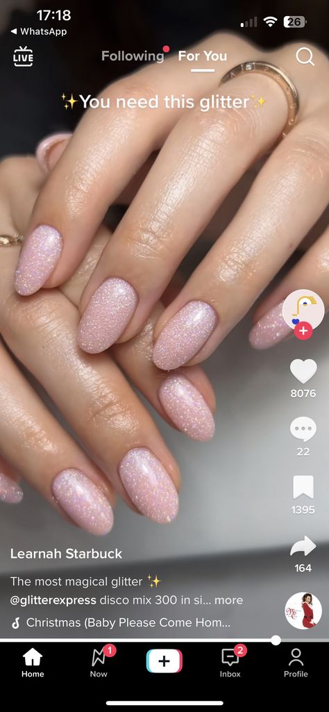 Pink Sparkly Nail Ideas, Fun Sparkle Nails, Round Glitter Nails, Dip Nails For Wedding Guest, Pale Pink Wedding Nails, Nails To Go With Light Pink Dress, Wedding Nails Light Pink, Light Pink Bridesmaid Nails, Blush Pink Glitter Nails