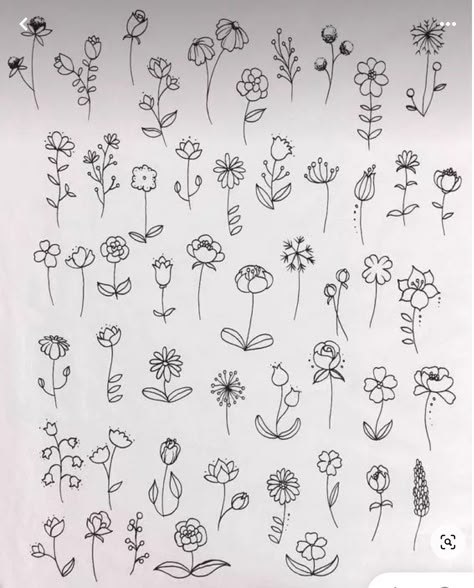 Tattoo Sketches Unique Drawings, Ways To Draw Flowers, Tattoo Sketches Unique, Sketches Unique, Small Flower Drawings, Flower Drawing Simple, Wildflower Drawing, How To Draw Flowers, Tattoo Ideas Inspiration