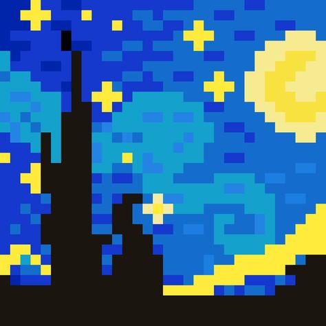 Starry Night Pixel Art, Pixel Art 32x32 Grid, Night Pixel Art, 32x32 Pixel Art Grid, Pixel Art Minecraft, Drawing Application, Pixel Art Background, Easy Pixel Art, Cool Pixel Art