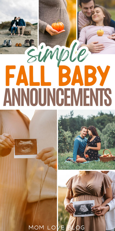 Collage of fall baby announcement ideas for a fall pregnancy. Big Sister Pumpkin Announcement, October Birth Announcement, Pregnancy Announcement Pictures Fall, Pumpkin Baby Announcement With Sibling, Fall Big Sister Announcement, Fall Pregnancy Announcement With Sibling, Simple Baby Announcement Picture Ideas, Pregnancy Announcement With Big Sister, Pumpkin Patch Baby Announcement