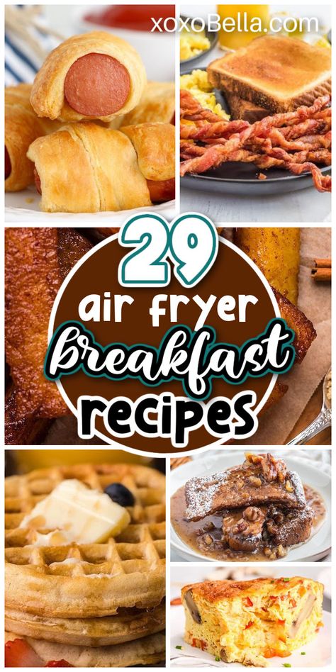 Breakfasts you can make in your air fryer Bacon Twists, Nutella Crescent Rolls, Air Fryer Breakfast Recipes, Air Fryer Recipes Indian, Super Easy Breakfast, Air Fryer Breakfast, Brunch Sides, Fruit And Yogurt, Pancake Bites