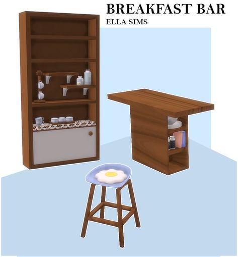 Breakfast Bar Miniset | Patreon Sims 4 Bar, Sims 4 Patreon, Sims 4 Game, Custom Content, Bar Chairs, Home Collections, Bar Table, Sims 4, Breakfast Bar