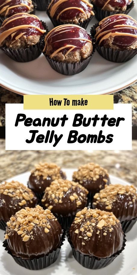 Peanut Butter & Jelly Bombs – A Delicious Twist on a Classic Snack Indulge in these irresistible Peanut Butter & Jelly Bombs! With a warm, gooey center of peanut butter and strawberry jelly encased in a soft dough shell, each bite is a delightful explosion of flavor.#PeanutButterJelly #YummyTreats #SnackTime #CozyEats #BakingFun Stuffed Cookies, Strawberry Jelly, Peanut Butter And Jelly, Peanut Butter Jelly, Candy Desserts, Snack Time, Easy Recipe, Yummy Treats, Baked Goods