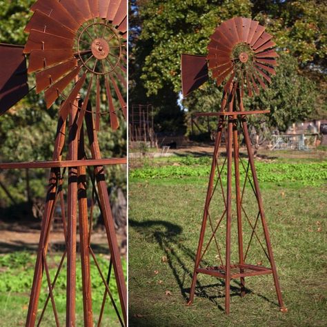 Huge Rustic Garden Windmill English Landscape Garden, Rustic Landscaping, Micro Garden, Garden Windmill, Windmill Decor, Wind Mill, Door Decorating, Farmhouse Crafts, Wind Sculptures