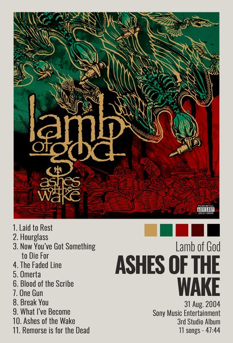 poster for lamb of god album "ashes of the wake" free to use, modify, download, print without credit - enjoy! The Goat Album Cover, Lamb Of God, Lamb Of God Poster, Wolf Album Poster, Lamb Of God Poster Band, Apocalypse Poster Song, Montgomery Ricky Album Poster, Sony Music Entertainment, Co Design