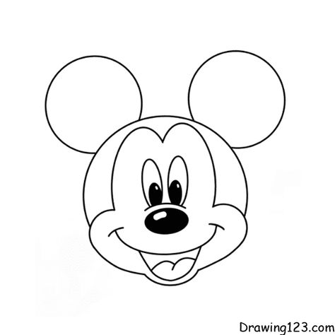 Cartoon Drawing Tutorials - How to draw Cartoon step by step Mickey Mouse Drawing Easy, Mickey Mouse Drawing, Mouse Artwork, Simple Cartoon Characters, Mickey Drawing, Mickey Mouse Clipart, Hello Kitty Clipart, Mickey Mouse Sketch, Minnie Mouse Drawing