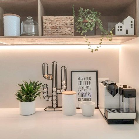 Diy Coffee Bar Ideas, Coffee Corners, Minimalist Houses, Coin Café, Apt Decor, Coffee Bar Station, Coffee Bar Ideas, Kitchen Apartment, Diy Coffee Bar